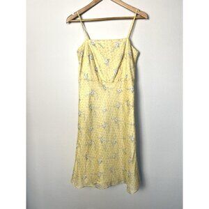 Vintage Y2K J. Crew Yellow Floral Babydoll Cottagecore Cotton Dress Size 6